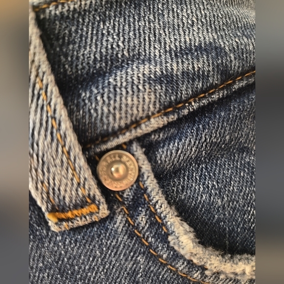 7 For All Mankind Size 24 Or 25 Whiskered Midi Blue Denim Skirt With Side Slits - Picture 12 of 14